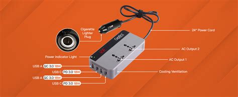 Ceptics 200W Car Laptop Charger/Power Inverter with 2 USB(3.1A Max) + 1 ...