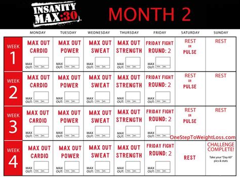 Calendar For Insanity Max 30 - Preschool Calendar Printable