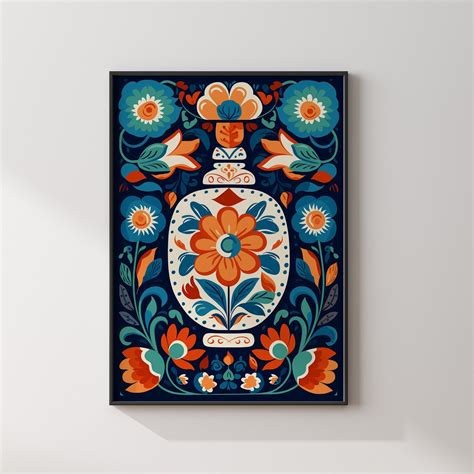Mexican Talavera Pattern Wall Art | Mexico Wall Art Print | Mexican ...