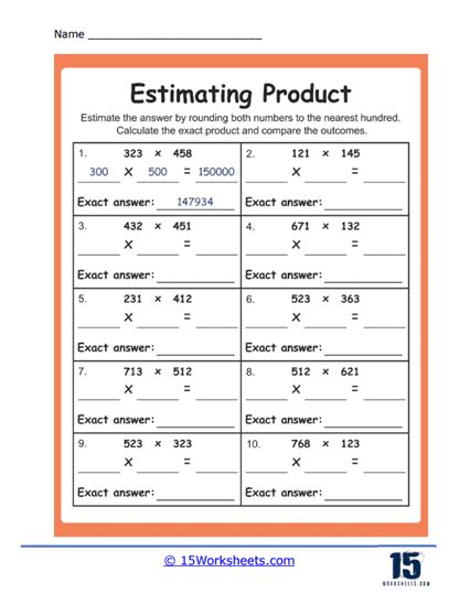 Estimation Worksheet 的图像结果