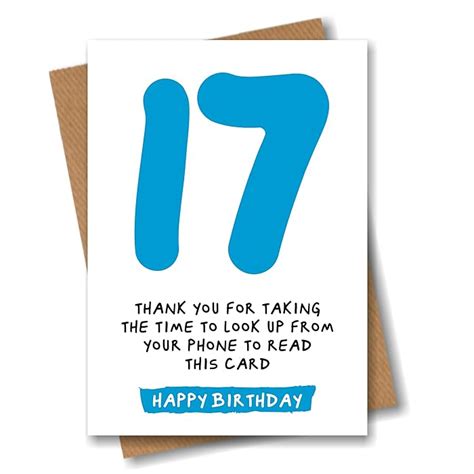 Buy 17th Birthday Card - Funny Joke for 17 Year Old - Blue Online at ...