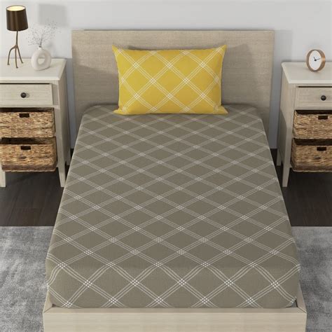 Huesland by Ahmedabad Cotton 186 TC Cotton Bedsheet Single Bed with 1 ...