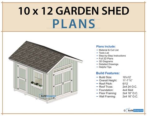 10x12 Garden Shed Plans and Build Guide | DIY Woodworking Instructions ...