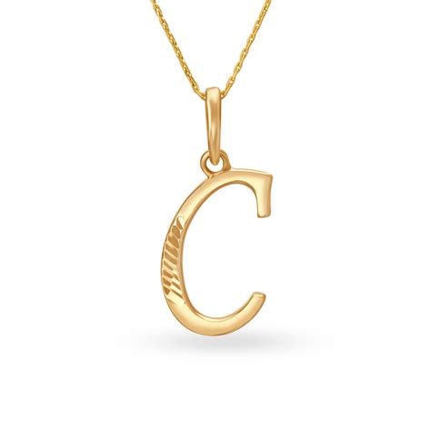 Sleek Typographic Letter C Gold Pendant