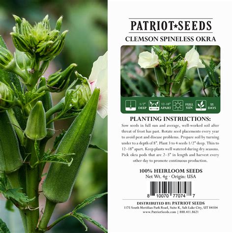 Okra: Clemson Spineless Seeds (4g)- Heirloom, Non-GMO Seeds - My ...