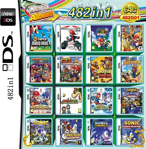 UGU 482 in 1 Gioco NDS Game Pack Card DS Giochi Super Combo con NDS 2DS ...