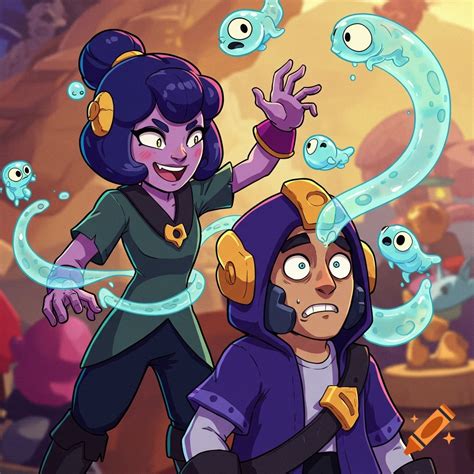 Cartoon of the character Willow from Brawl Stars using glowing tadpoles ...
