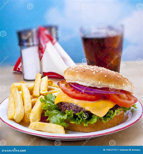 Hamburger and Fries stock photo. Image of fries, sandwich - 19412770