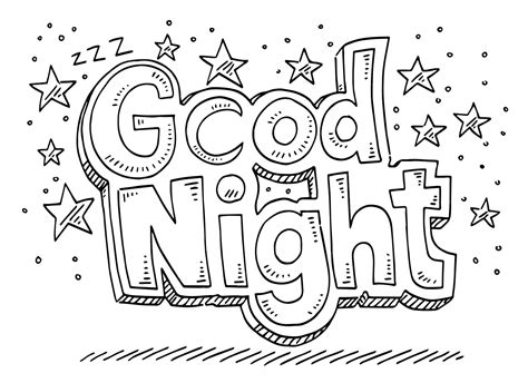 Dibujo vectorial dibujado a mano de un boceto de good night english ...