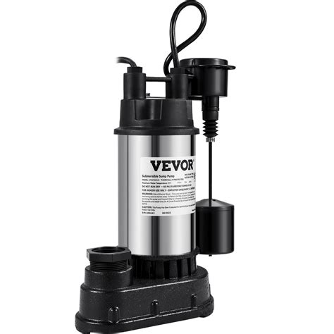 VEVOR Sump Pump, 1.5 HP 6000 GPH, Submersible Cast Iron and Stainless ...
