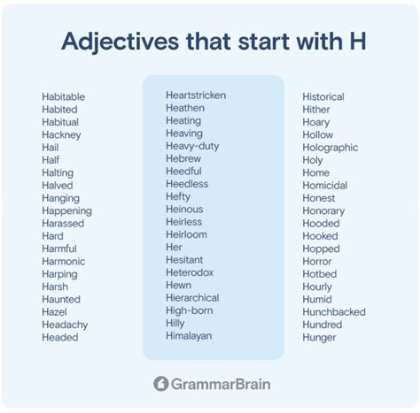Big List of Adjectives That Start With H (Positive, Negative ...