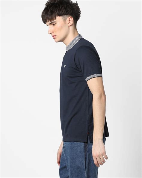 Buy Navy Blue Wildcraft Polo T-shirt with Vented Hemline | AJIO
