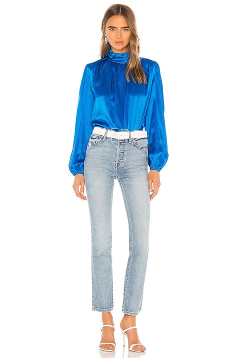 Divine Heritage Turtleneck Blouse in Azure Blue | REVOLVE