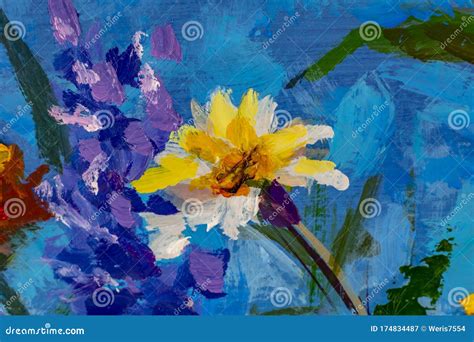 Original Oil Painting of Flowers, Beautiful Field Flowers on Canvas. Modern Impressionism Flower ...