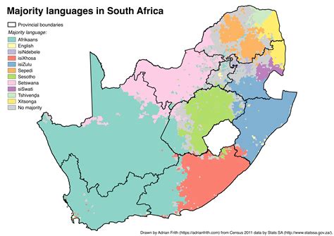 Distribution of the 11 official languages of South Africa : MapPorn