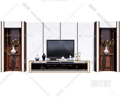 H15-0102新中式电视柜摆件组合3d模型下载-【集简空间】「每日更新」