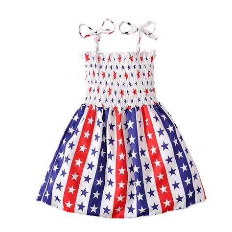 Utoimkio Toddler Girls 4th of July Dresses America Flag Strap Dresses ...