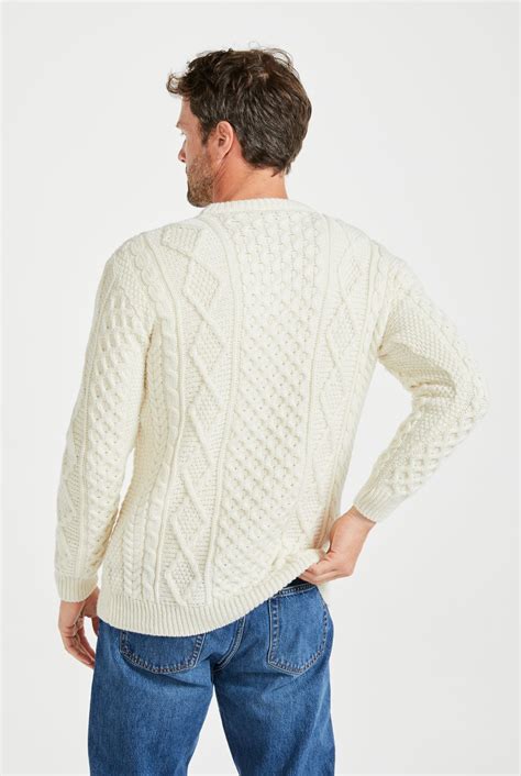 Éireann Mens Traditional Aran Supersoft Sweater - Cream