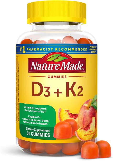 Amazon.com: Nature Made Vitamin D3 K2 Gummies, Vitamin D 5000 IU Per Serving for Bone, Teeth ...