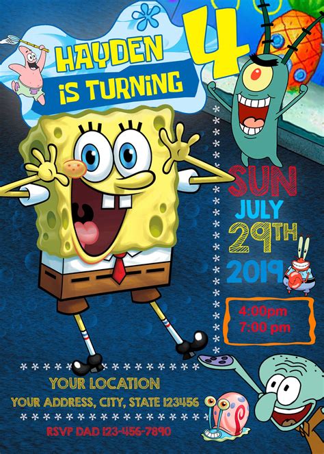 Free Printable Spongebob Invitations