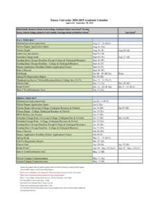 Emory University 2018-2019 Academic Calendar Approved ... / emory ...