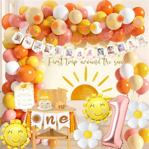 Amazon.com: First Trip Around The Sun Birthday Decorations for Girl ...