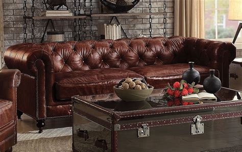 Aberdeen Vintage Dark Brown Leather Sofa from Acme | Coleman Furniture