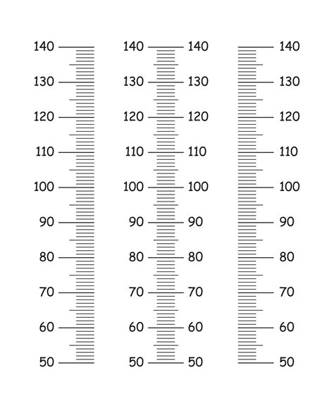 Kids height chart from 50 to 140 centimeters set. Template for wall ...