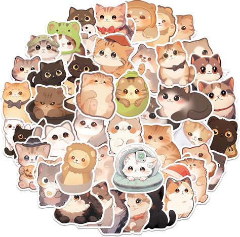 100 Stickers, Kawaii Cat Stickers, Cute Emoticon Stickers, Girl Cartoon ...