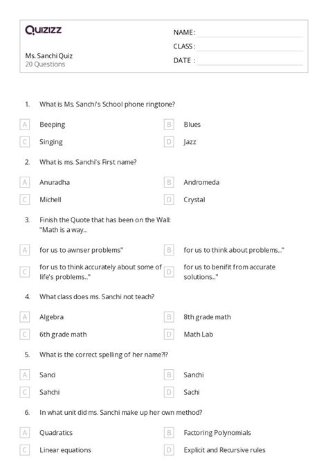 50+ Linear Equations worksheets for 2nd Class on Quizizz | Free & Printable