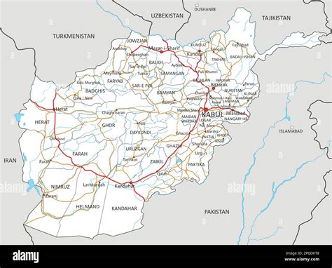 Afghanistan Road Map Vector Contour Map State Afghanistan Territory