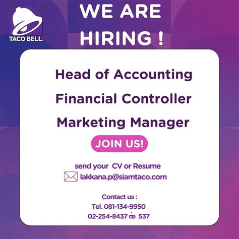 We're Hiring! Join Our Team at Taco Bell Are you ready to take your career to the next level? We ...