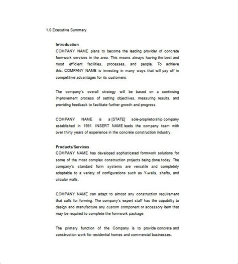 Construction Business Plan Template 的图像结果