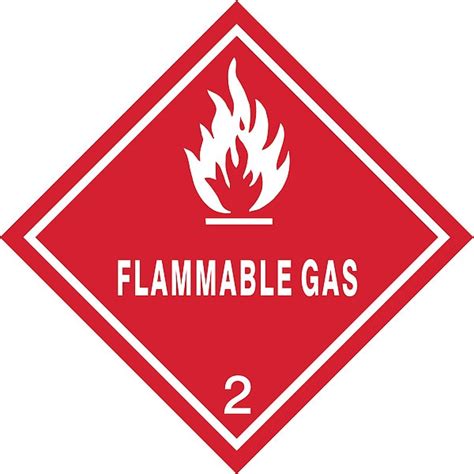 Zoro Select Flammable Gas DOT Label, Class 2, White/Red, Pk100 9DXU4 | Zoro