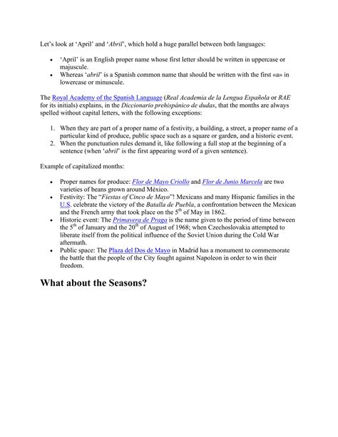 Spanish Months of the Year | PDF