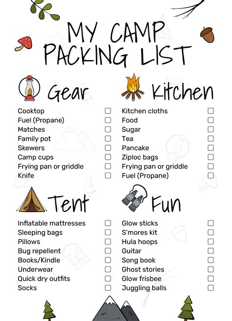 Free Printable Camping List: Your Pack Checklist - Printables for Everyone