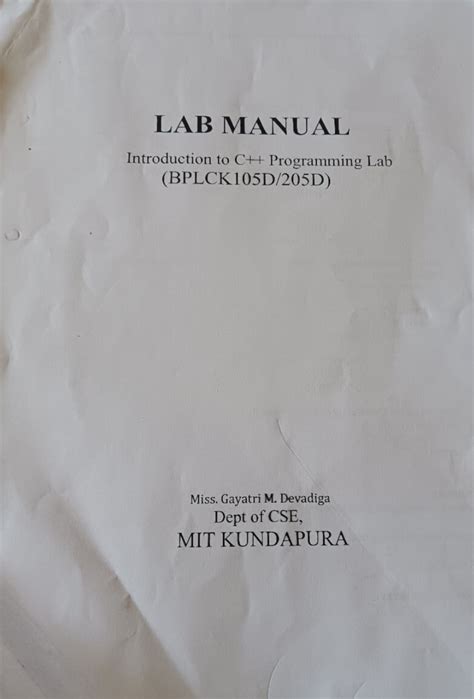 C++ Lab Manual - This is lab observation of c++ - Computer Science and ...