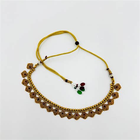 Antique Gold-Plated Floral Necklace Set with Earrings – SPARSHYA JEWELS