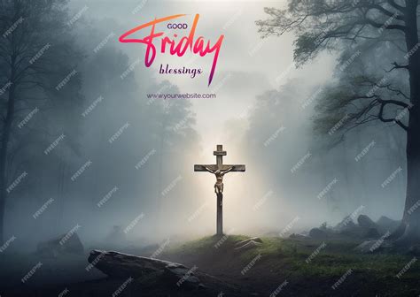 Premium PSD | Good friday concept christian cross enveloped by a misty ...