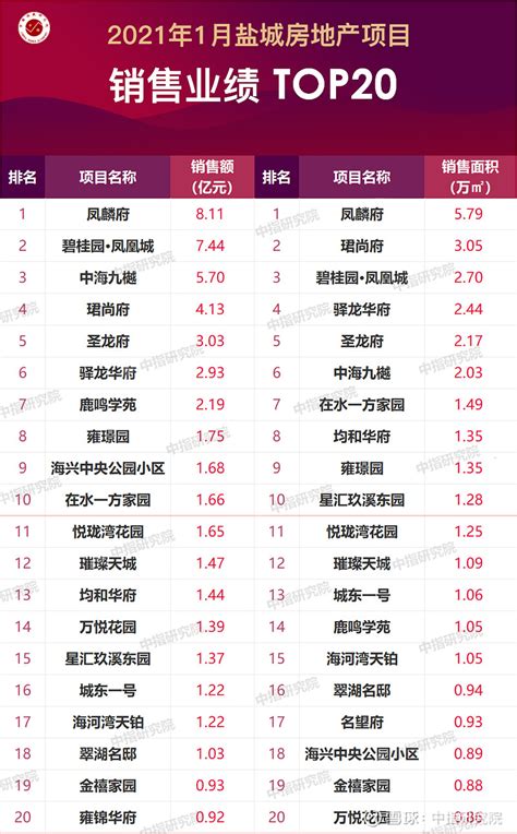 2021年1月盐城房地产企业销售业绩排行榜 盐城市区（含盐都区、亭湖区）去年11、12月商品住宅保持较高供应水平的情况下，2021年1月供应 ...