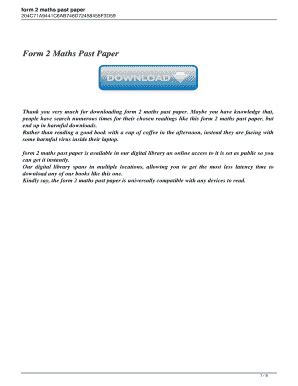 Form 2 Maths Past Papers - Fill Online, Printable, Fillable, Blank ...