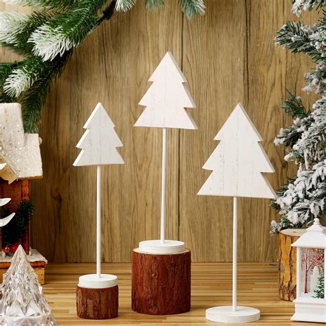 Amazon.com: Soaoo 3 Pcs Christmas Tree Table Decorations Wooden Xmas ...