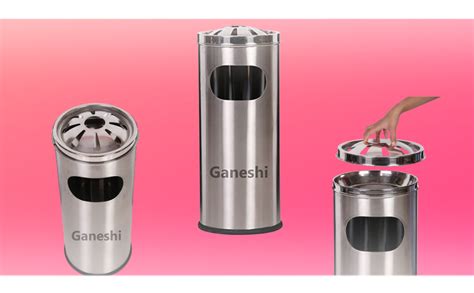 Ganeshi Stainless Steel Ash Can Dust Bin With Lid| Garbage Bin, Trash ...