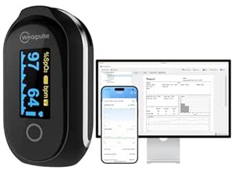Continuous Pulse Oximeter Fingertip, Built-in Storage for 8*10 Hours ...