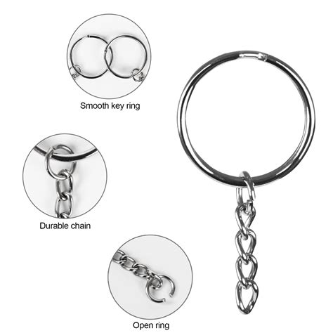 Ganci Chiavi Metallo 120 Anelli Portachiavi Con Catene - Kit DIY 25mm ...