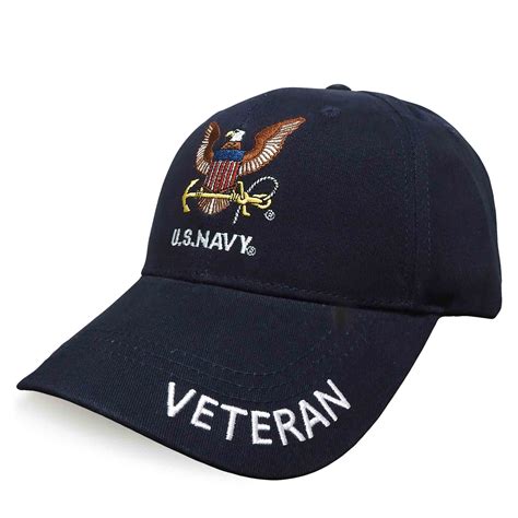 US Navy Veteran Hat with Embroidered Eagle and Anchor Emblem
