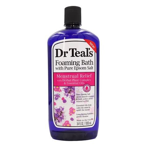 Dr Teal's Menstrual Relief Foaming Bath with Epsom Salt & Herbal Plant ...