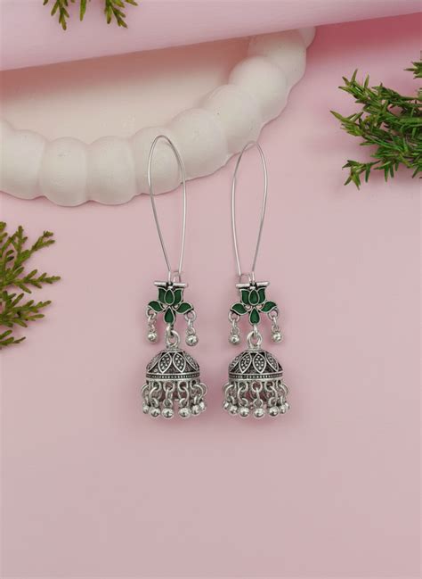 Antique Gold/Silver Plated Dual Coloured Enamel Dangler Earring ...