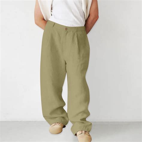 ZZwxWA Mens Linen Dress Pants Business Casual Summer Beach Wedding Suit ...