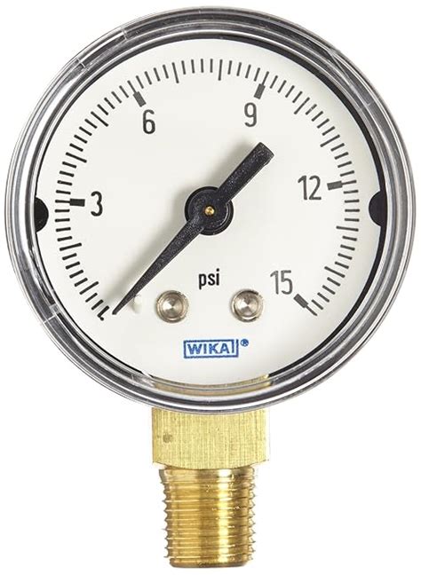 WIKA 9747222 Commercial Pressure Gauge, Dry-Filled, Copper Alloy Wetted ...